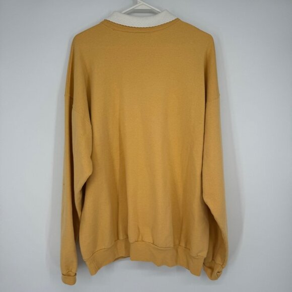 Vintage Morning Sun sunflower floral bird collared pullover sweatshirt - Picture 8 of 10